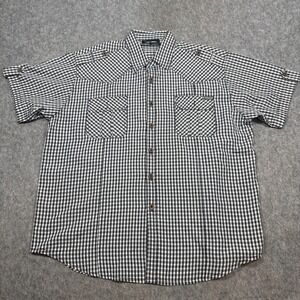 Decibel Shirt Men's Size 2XL Black White Plaid Button-Up Short Sleeves Pockets